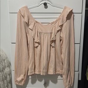 NWOT VENUS Women's Peach Ruffle Top S